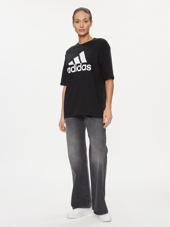 adidas adidas Marškinėliai Essentials Big Logo Boyfriend T-Shirt HR4931 Juoda Loose Fit