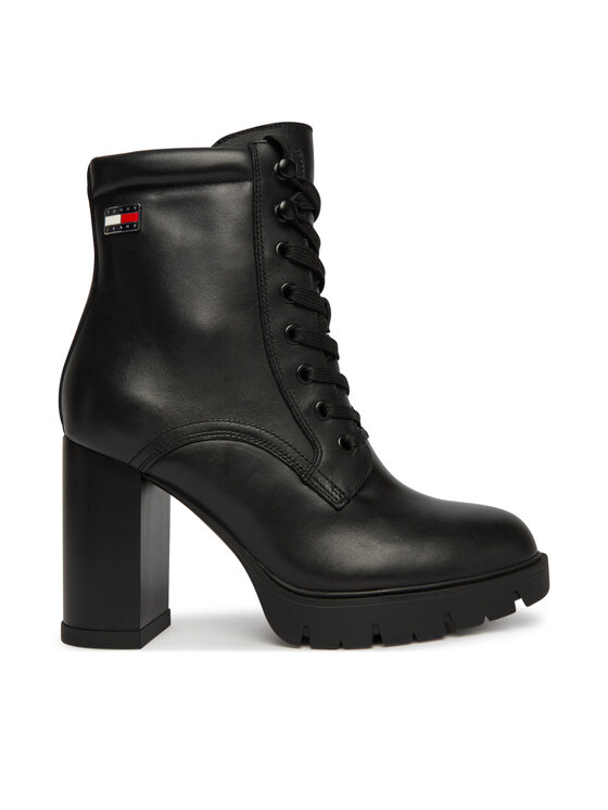 Tommy Jeans Μποτάκια Tommy Jeans Tjw Lace Up High Heel Boots EN0EN03109 Μαύρο