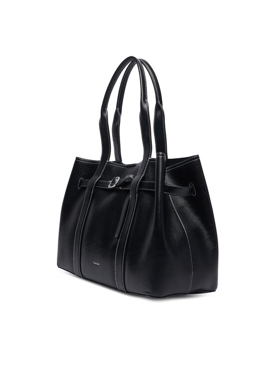 Calvin Klein Torbica Calvin Klein Buckle Medium Work Tote LV04F3549G Crna
