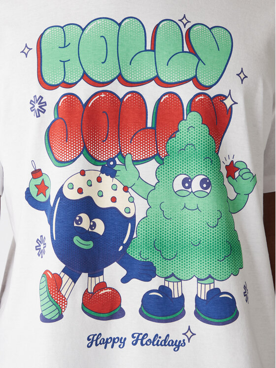 Jack & Jones Jack & Jones Футболка Holiday Cartoon 12287550 Білий Relaxed Fit