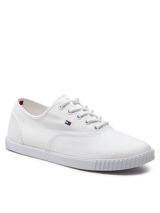 Tommy Hilfiger Tenisky Tommy Hilfiger Canvas Lace Up Sneaker FW0FW07805 Biela