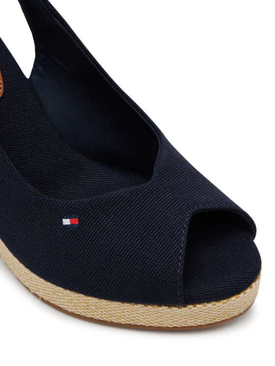 Tommy Hilfiger Espadrilles Tommy Hilfiger Flag High Wedge Espad Slingback FW0FW08597 Tumši zils