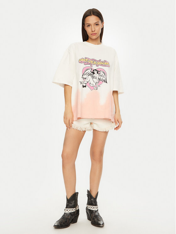 One Teaspoon One Teaspoon Футболка Angel 26821 Écru Relaxed Fit