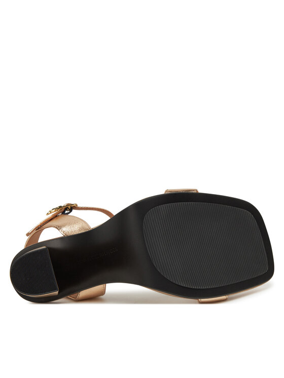 Tommy Hilfiger Sandály Tommy Hilfiger High Heel Golden Leather Sandal FW0FW08674 Zlatá