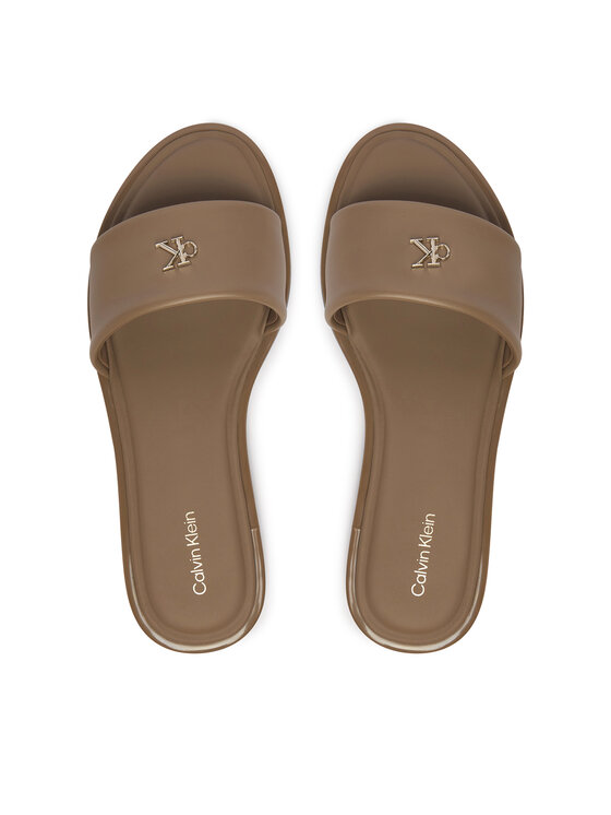 Calvin Klein Iešļūcenes Calvin Klein Round Flat Sndl Lth Bar Hw 2 HW0HW02925 Bēšs