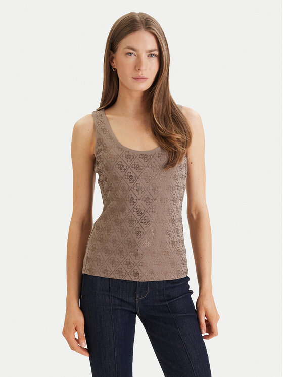 Guess Guess Felső W6GP10 K2932 Barna Regular Fit