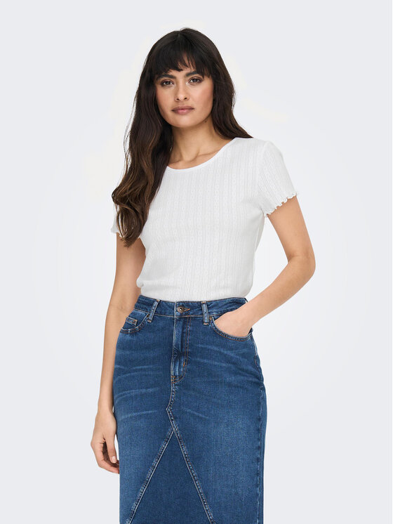 ONLY ONLY Póló Carlotta 15256154 Fehér Tight Fit