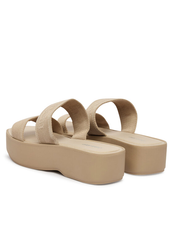 Calvin Klein Klapki Calvin Klein Flatform Sndl Webbing HW0HW02878 Beżowy