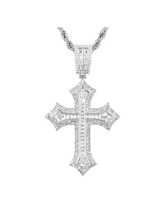 ICED STUFF Ciondolo ICED STUFF 2pac Cross Oro bianco
