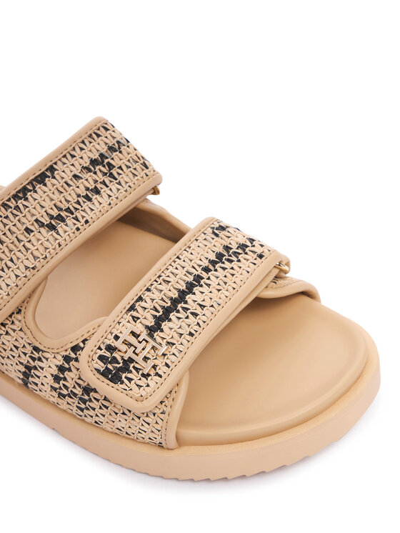 Tommy Hilfiger Papucs Tommy Hilfiger Double Strap Raffia FW0FW09122 Bézs