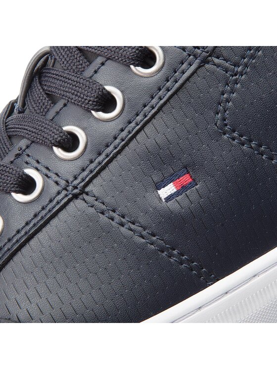 Tommy Hilfiger Laisvalaikio batai Tommy Hilfiger Core Corporate Leather Sneaker FM0FM01497 Tamsiai mėlyna