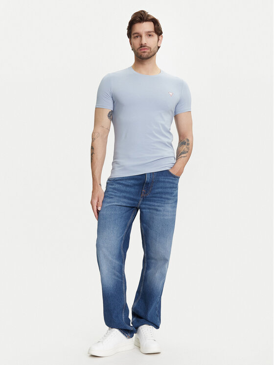 Guess Guess Majica M2YI24 J1314 Svetlo modra Slim Fit