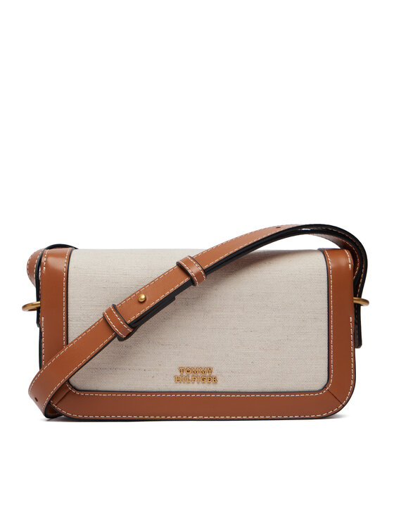 Tommy Hilfiger Soma Tommy Hilfiger Th Script Flap Crossover Canvas AW0AW18737 Krēmkrāsas