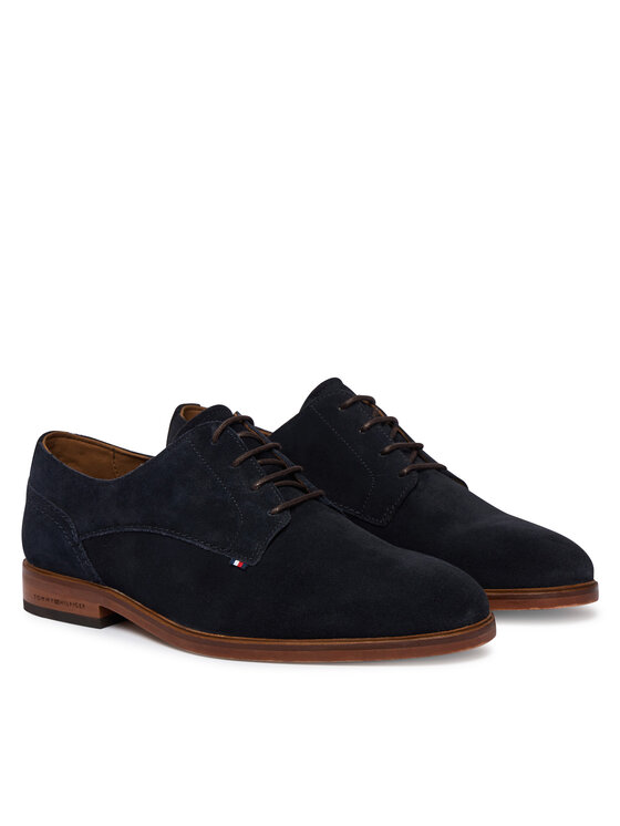 Tommy Hilfiger Pusbačiai Tommy Hilfiger Hilfiger Suede Dress Shoe FM0FM05776 Tamsiai mėlyna