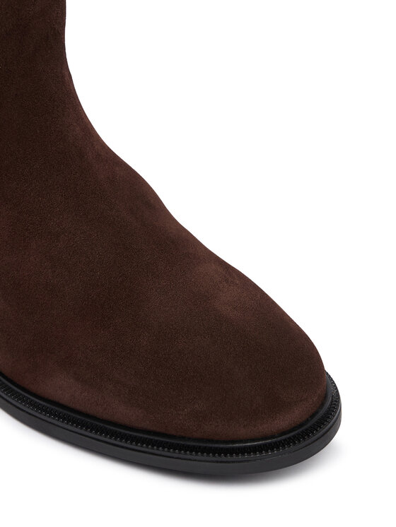 Tommy Hilfiger Čižmy Tommy Hilfiger Enamel Flag Suede High Chelsea FW0FW09574 Tmavo hnedá