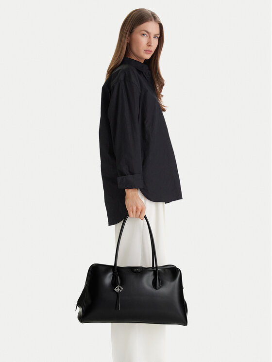 Calvin Klein Дамска чанта Calvin Klein Emblem Trio Large Work Bag LV04F3368G Черен