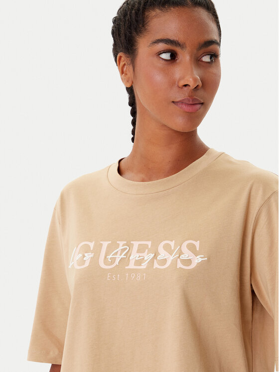 Guess Guess Camiseta V5YI02 I3Z14 Beis Boxy Fit