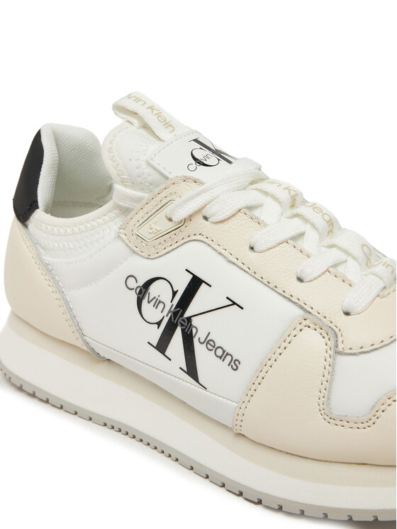 Calvin Klein Jeans Sneakersy Calvin Klein Jeans Runner Sock Laceup Ml Lth YW0YW01616 Biały