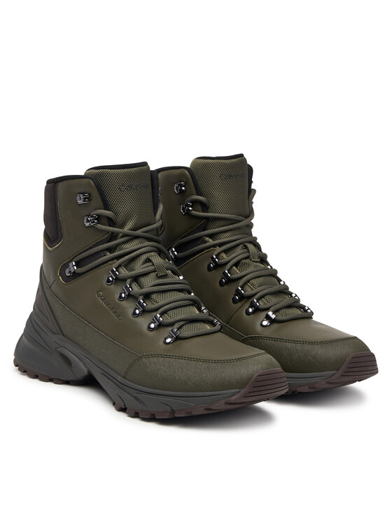 Calvin Klein Auliniai batai Calvin Klein Hike Runner Mid Laceup Lth HM0HM02323 Žalia