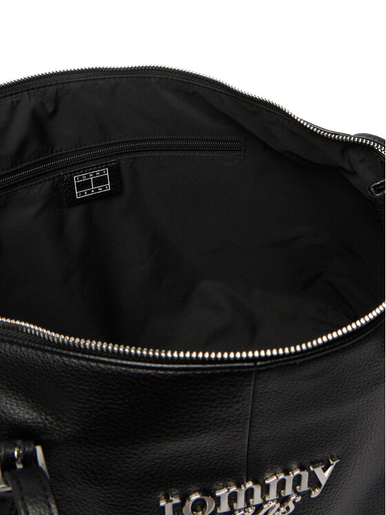 Tommy Jeans Torebka Tommy Jeans Pebble Grain Metal Logo Tote Bag AW0AW18472 Czarny