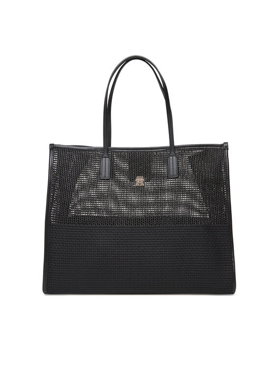 Tommy Hilfiger Ročna torba Tommy Hilfiger Th City Summer Tote Woven AW0AW17640 Črna