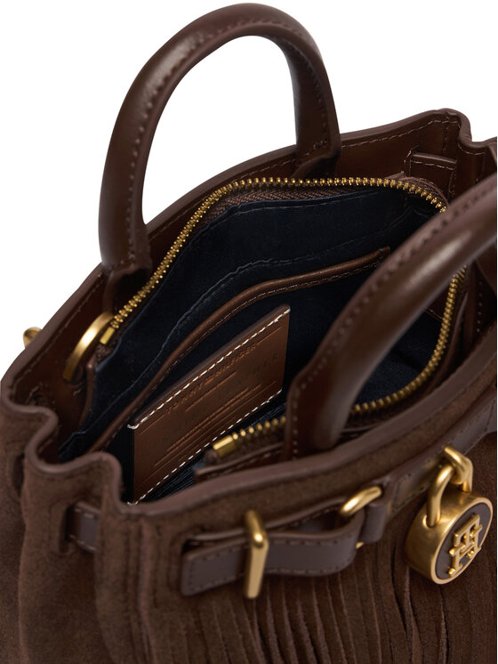 Tommy Hilfiger Geantă Tommy Hilfiger American Icon Micro Tote Fringes AW0AW19217 Maro închis