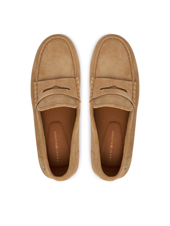 Tommy Hilfiger Mokasini Tommy Hilfiger Flag Soft Suede Driver Loafer FW0FW08558 Rjava