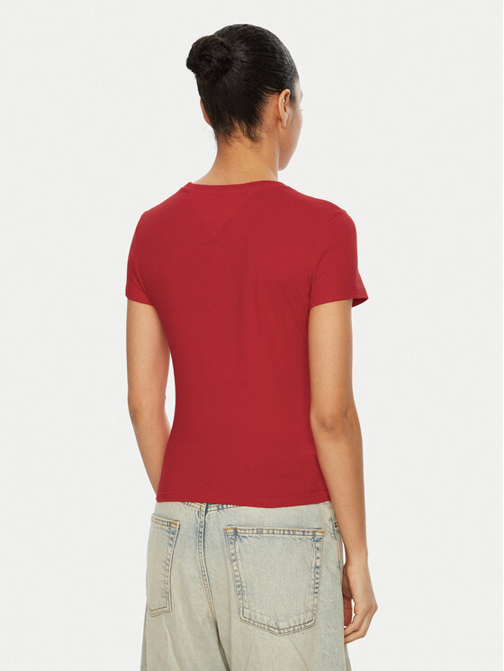 Tommy Jeans Tommy Jeans T-shirt Linear DW0DW18398 Rosso Slim Fit
