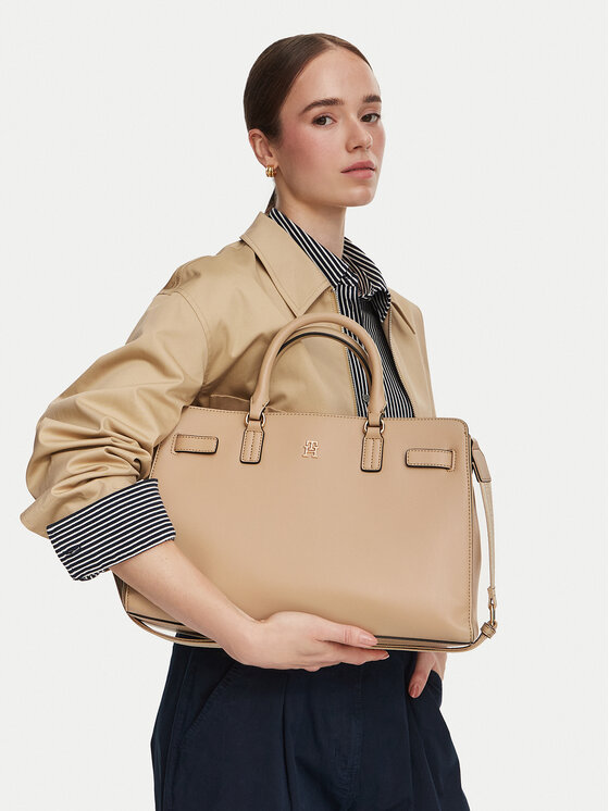 Tommy Hilfiger Kabelka Tommy Hilfiger Th Joy Satchel AW0AW19067 Béžová