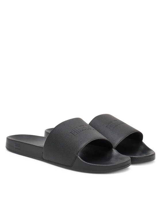 Tommy Hilfiger Nazouváky Tommy Hilfiger Hilfiger Print Tumble Pool Slide FM0FM05505 Černá