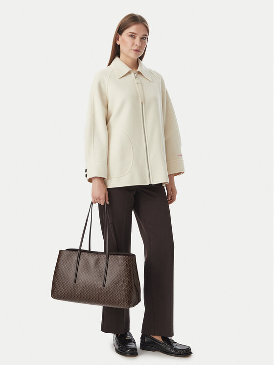 Calvin Klein Torebka Calvin Klein Emblem Aop Medium Work Tote LV04F3786G Brązowy ciemny
