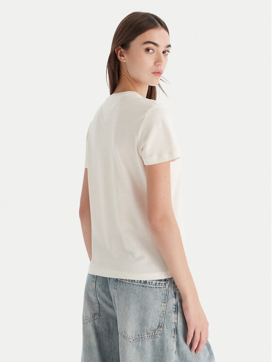 Tommy Jeans Tommy Jeans Camiseta Linear DW0DW21964 Écru Regular Fit