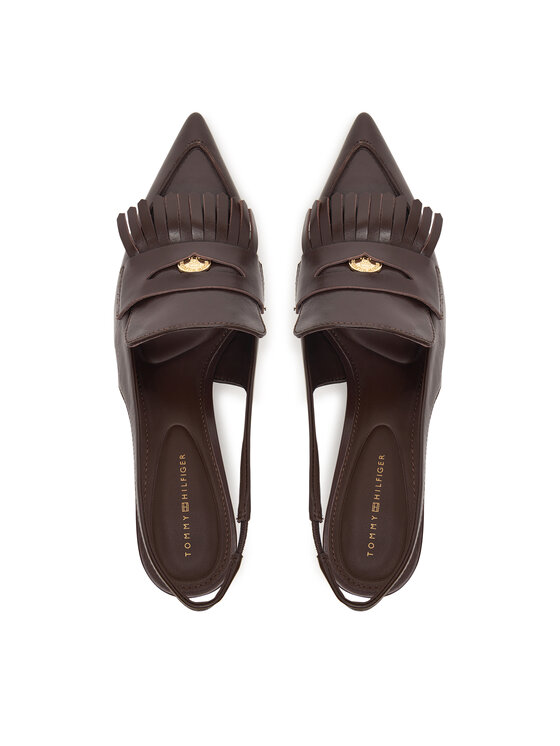 Tommy Hilfiger Pantofi pumps Tommy Hilfiger Th Penny Bar Pointy Sling Back FW0FW09535 Maro