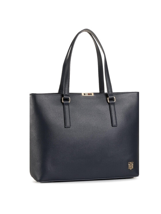 Tommy Hilfiger Rankinė Tommy Hilfiger Saffiano Tote AW0AW08537 Tamsiai mėlyna