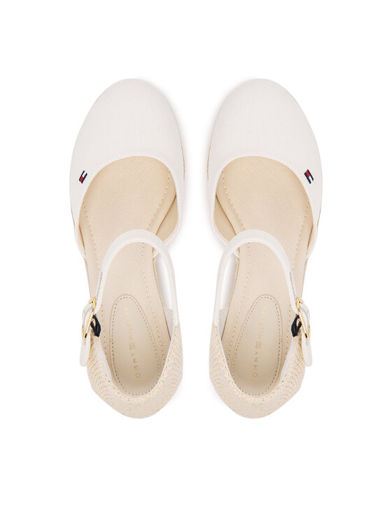 Tommy Hilfiger Espadrile Tommy Hilfiger Mid Wedge Espad Closed Toe FW0FW09233 Écru