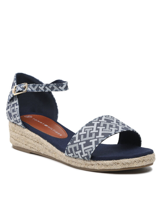 Tommy Hilfiger Espadrilky Tommy Hilfiger Rope Wedge Sandal Denim T3A7-32776-0048 S Modrá