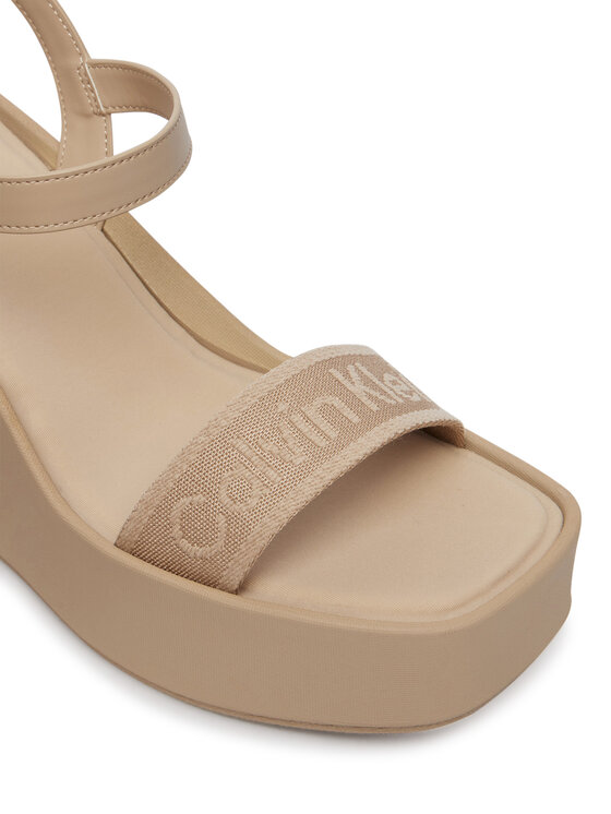 Calvin Klein Sandalias Calvin Klein Wedge 70 Sndl Webbing Lth HW0HW02882 Beis