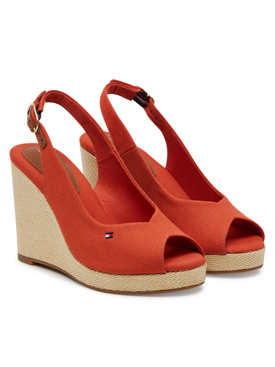 Tommy Hilfiger Espadrile Tommy Hilfiger Flag High Wedge Espad Slingback FW0FW08597 Oranžna