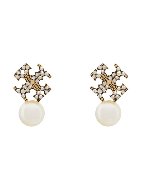 Tory Burch Сережки Tory Burch LOGO AND PEARL STUD EARRINGS 184422 Золотий