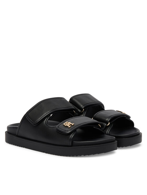 Tommy Hilfiger Ciabatte Tommy Hilfiger Double Strap Leather Sandal FW0FW09121 Nero