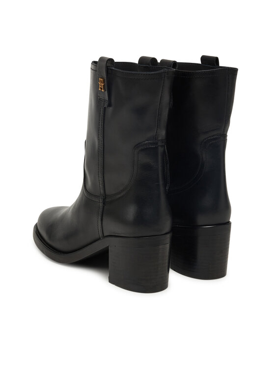 Tommy Hilfiger Čizme Tommy Hilfiger Riding Lthr Mid Boot Block Heel FW0FW08776 Crna