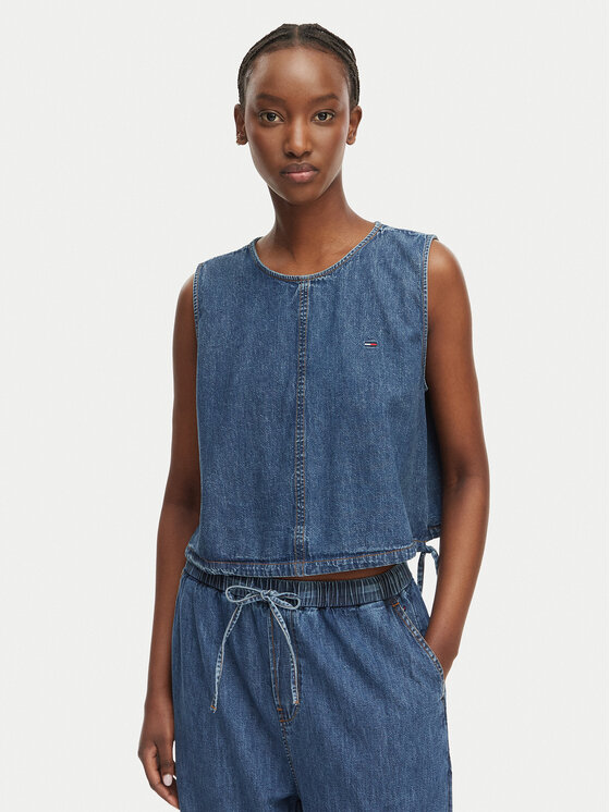 Tommy Jeans Tommy Jeans Top DW0DW22609 Modra Regular Fit