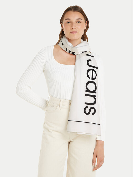 Calvin Klein Eșarfă Calvin Klein Monologo K60K611981 Alb