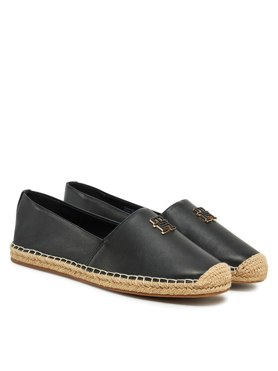 Tommy Hilfiger Espadrilės Tommy Hilfiger Th Logo Leather Espadrille FW0FW08540 Juoda
