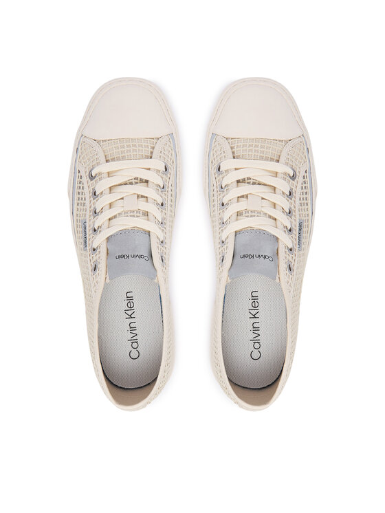Calvin Klein Кецове Calvin Klein Vulc Laceup Low Raffia HW0HW03082 Бежов