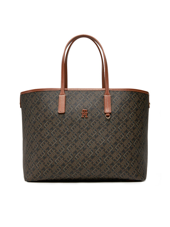 Tommy Hilfiger Bolso Tommy Hilfiger Th Monoplay Leather Tote AW0AW17416 Negro