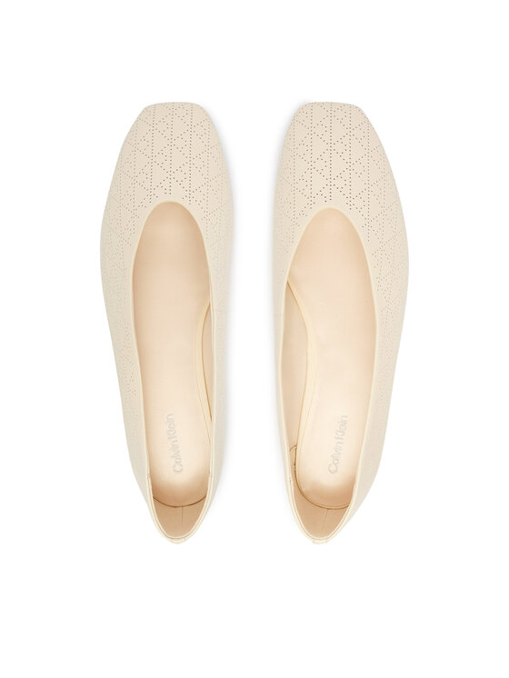 Calvin Klein Balerīnas Calvin Klein Square Ballerina Aop Lth HW0HW02936 Bēšs