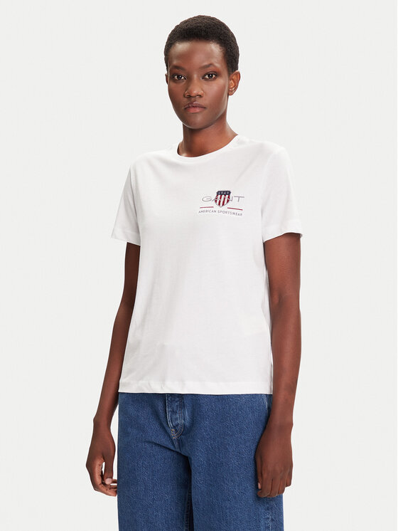 Gant Gant Camiseta Bisiklet Yaka 4200277 Blanco Regular Fit