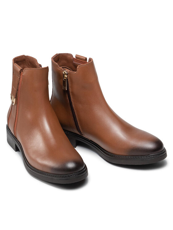Tommy Hilfiger Polokozačky Tommy Hilfiger Th Hardware Leather Boot FW0FW05996 Hnědá