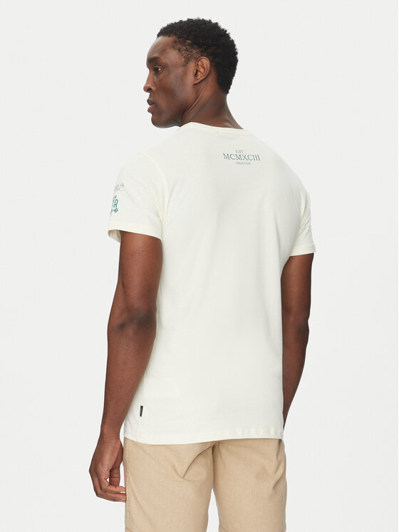 INDICODE INDICODE T-shirt Inflorallo 41-137 Écru Regular Fit